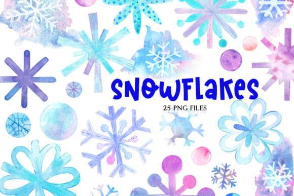 Collection of Watercolor Snowflakes Illustrations Review