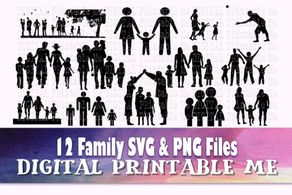 Family Svg, Silhouette Clip Art Dad Mom Graphics and Crafts