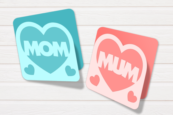 Mom and Mum Heart Layered Card SVG in Graphics and Crafts