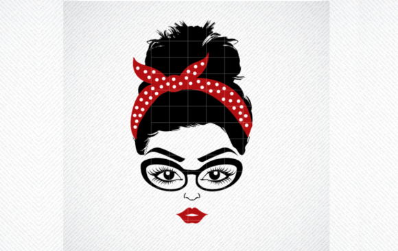 Mom with Bandana, Woman Head Svg, Woman Graphics and Crafts